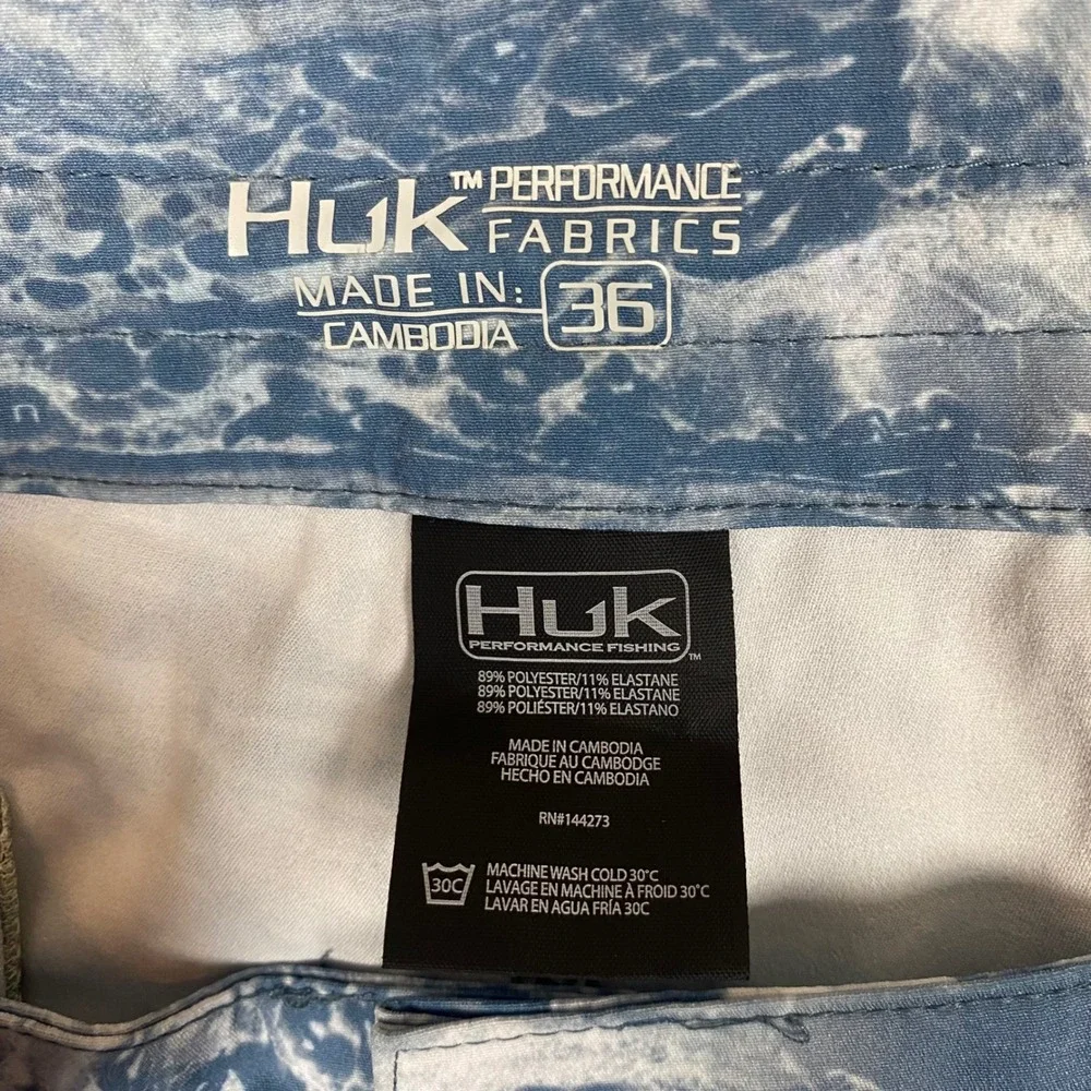 Huk Pursuit Stone Shore Marble Performance Boardshorts Mens 36 Blue NEW